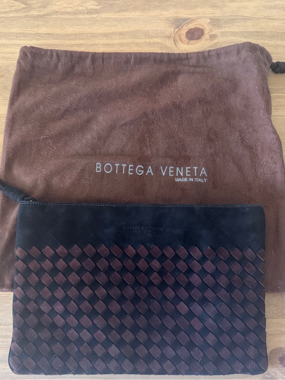 Bottega Veneta Intrecciato Suede Clutch